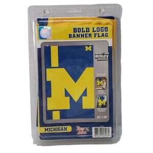 Michigan Wolverines NCAA Football Double Sided Bold Logo Banner Flag 24" × 36"